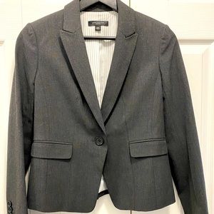 Ann Taylor Petite Suit Jacket and Pants in Heather Grey.